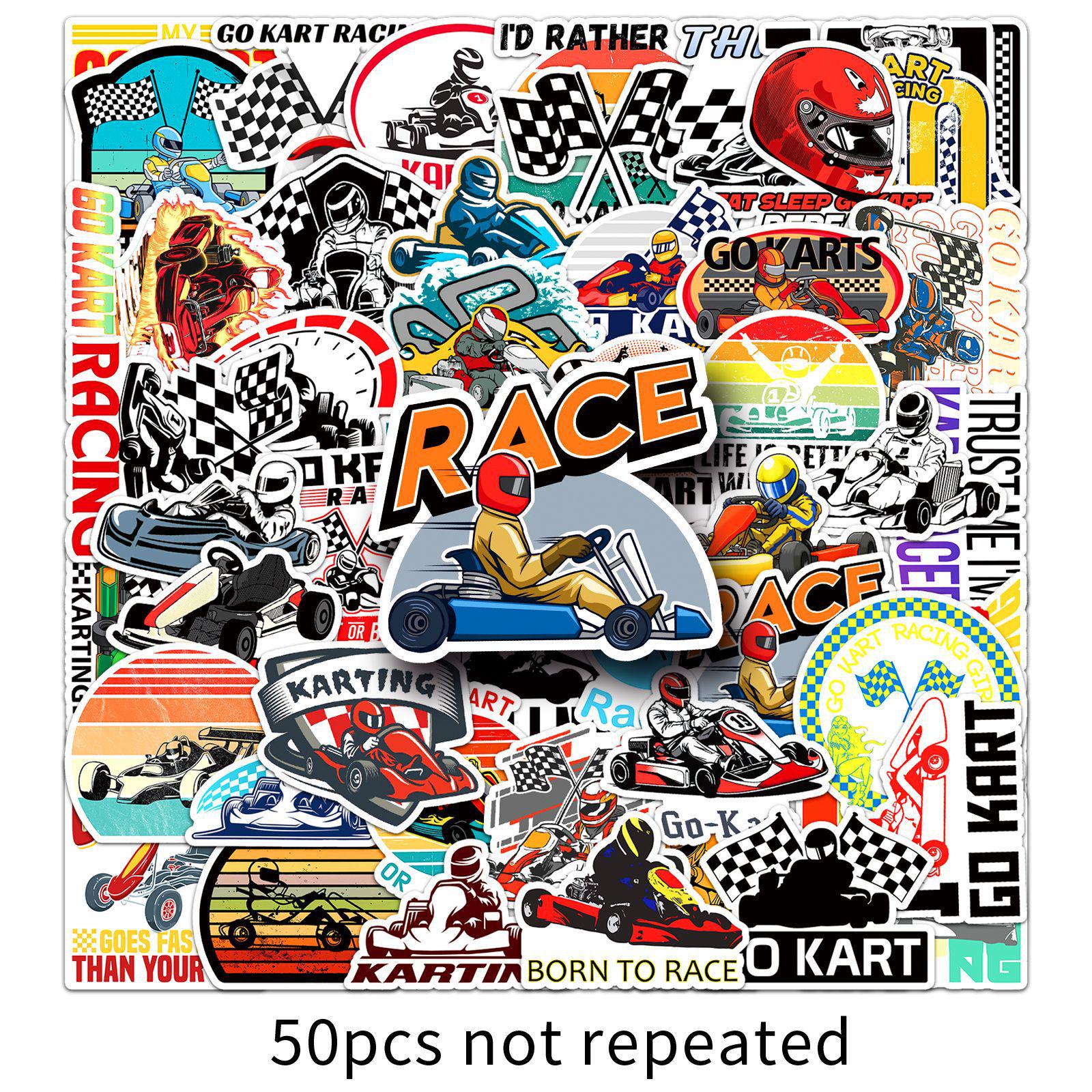 50 Karting Stickers: Creative, Waterproof Racing Car Graffiti for Journals and Computers