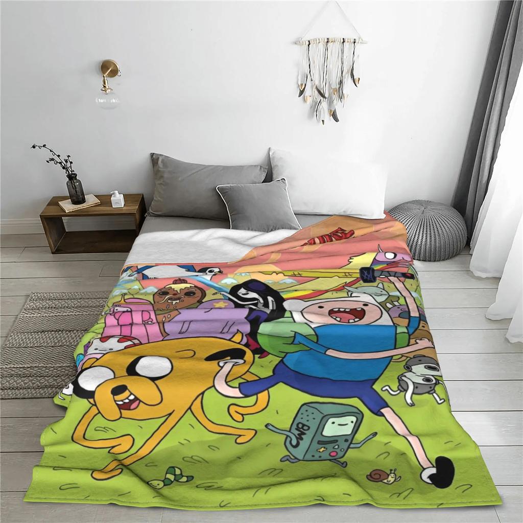 Abenteuerzeit Anime Cartoon Decken Flanell Fantastische Warme Überwurfdecke für Zuhause Restaurant Alle Jahreszeiten