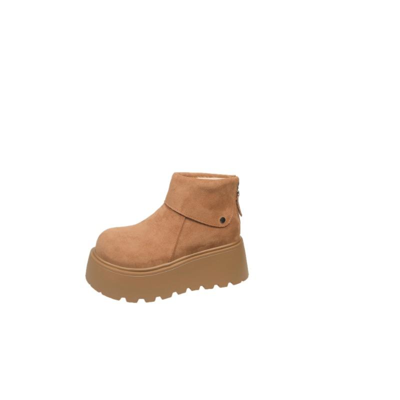 

Жіночі нові осінньо-зимові короткі снігові чоботи на товстій підошві, що збільшують зріст, теплі, з напуском і потовщені бавовняні черевики 40 верблюд