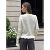 Women S Long Sleeve Ruffled Knit Cardigan Solid Color Casual Sweater