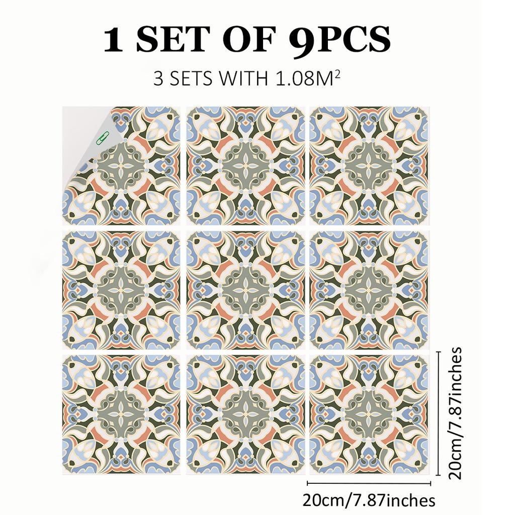 Mediterranean Wind Thickened Living Room Wear-Resistant Retro Pvc Floor Sticker Matte Floor Tile Self-Adhesive Bathroom Wall Sticker