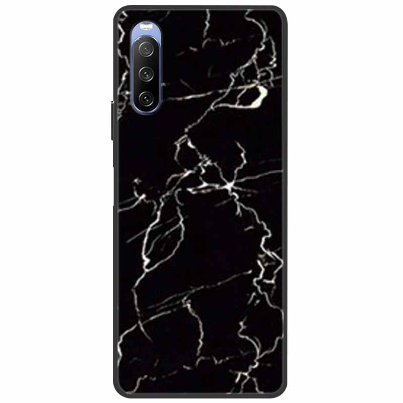 Soft Cover For Sony Xperia 10 III /5 III /1III Case Silicone Painted Marble Cat Funda Cover for Sony Xperia 1 II /10 II /5 Coque