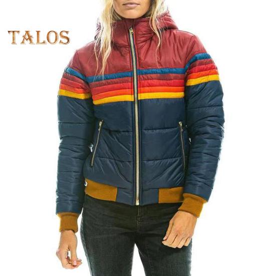 

Зимнее хлопковое пальто с карманами, застежка-молния Coloblock, капюшон, утепленный, ветрозащитный кардиган, короткая эластичная хлопковая куртка с манжетами и подолом M