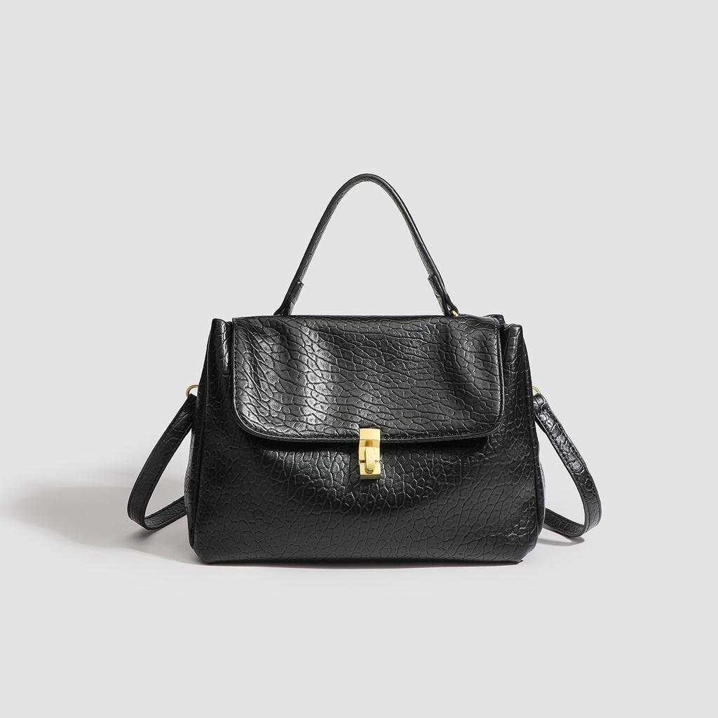 Stilig teksturert dameveske tote bag minimalistisk bærbar pendlerveske nisje enkel skulder crossbody-veske