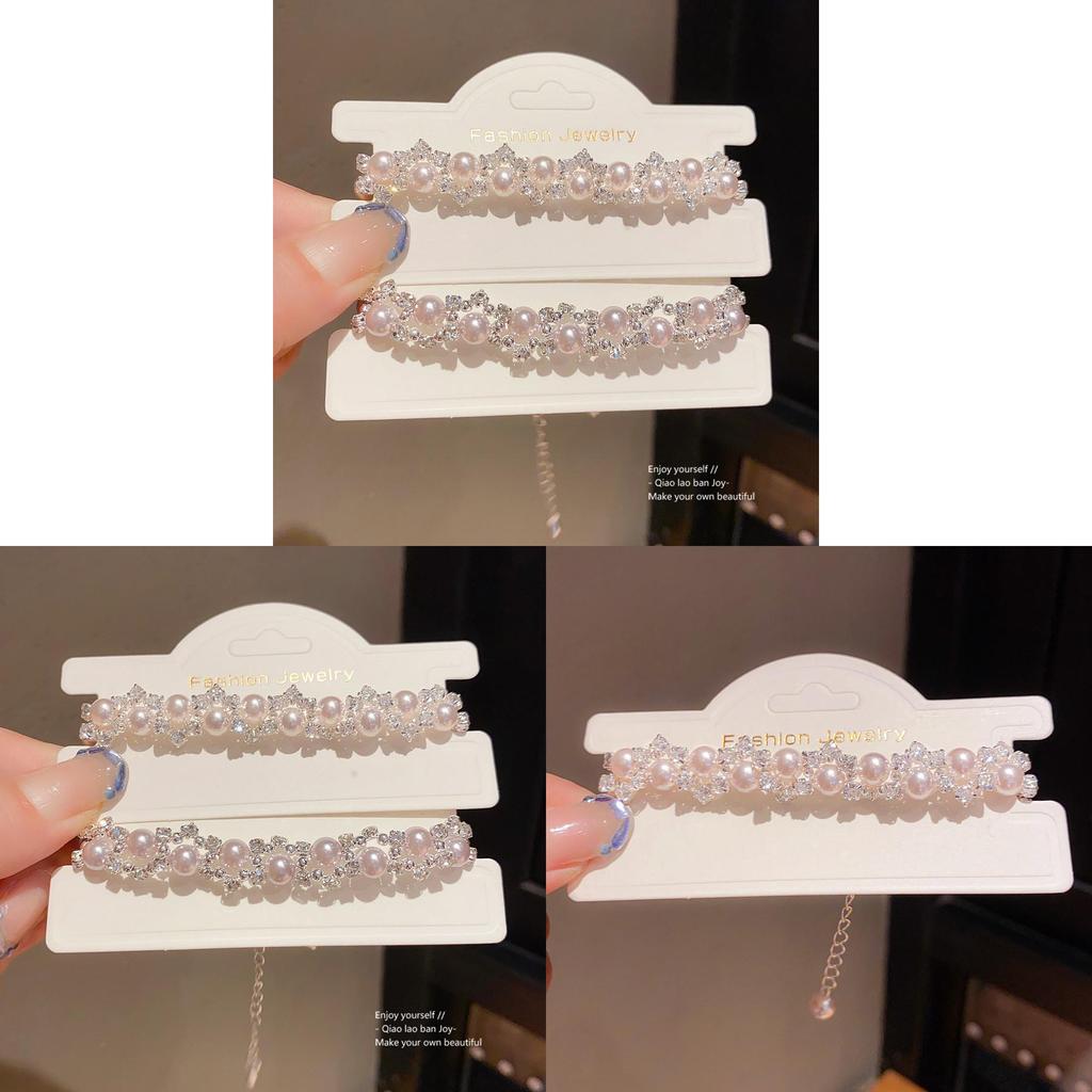 No Ip Geometric Pearl Embellished Magnet Bracelet For Women With Elegant Design