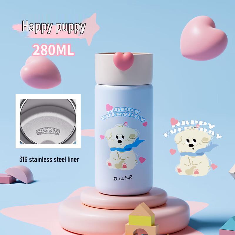 Dileber Portable Mini 316SS Insulated Food Jar - Bichon Frise Design