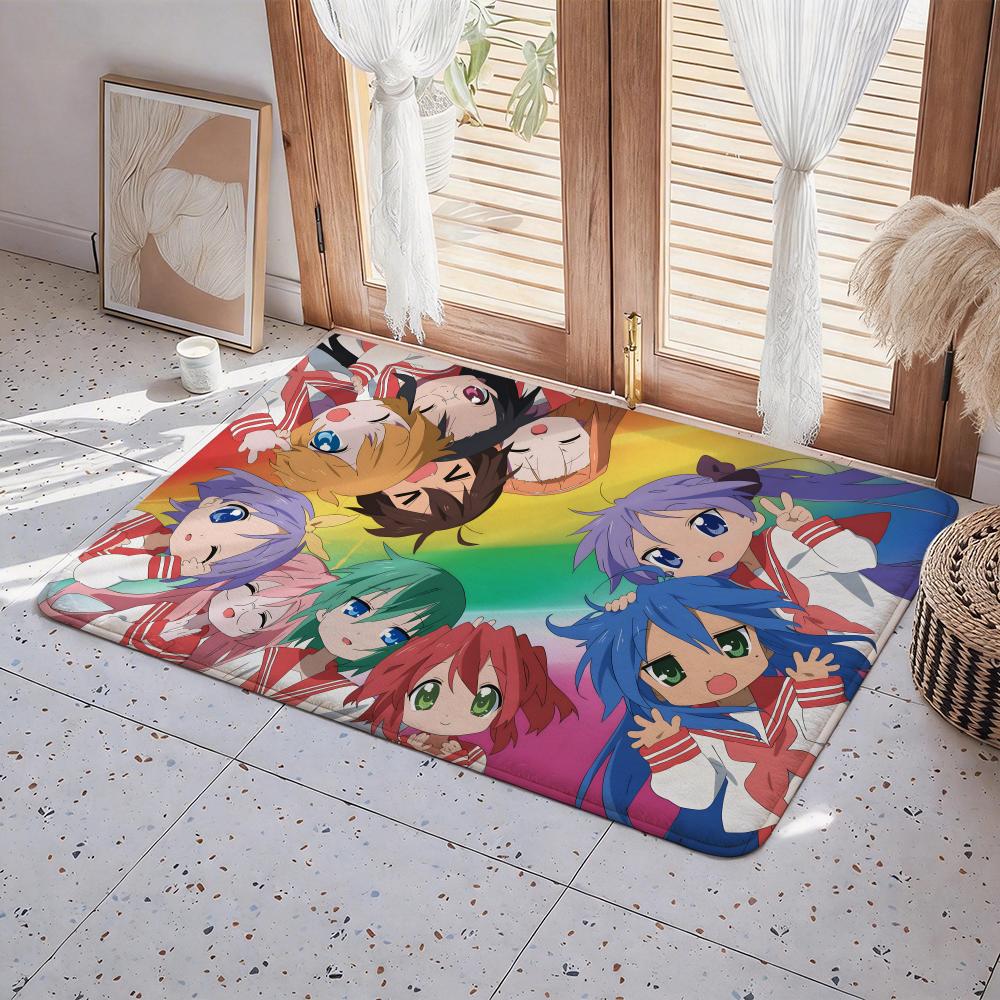 Anime L Lucky Star Floor Mat Eco Flannel Doormat Non Slip Odorless Indoor Floor Rug Soft Short Plush Home Mat