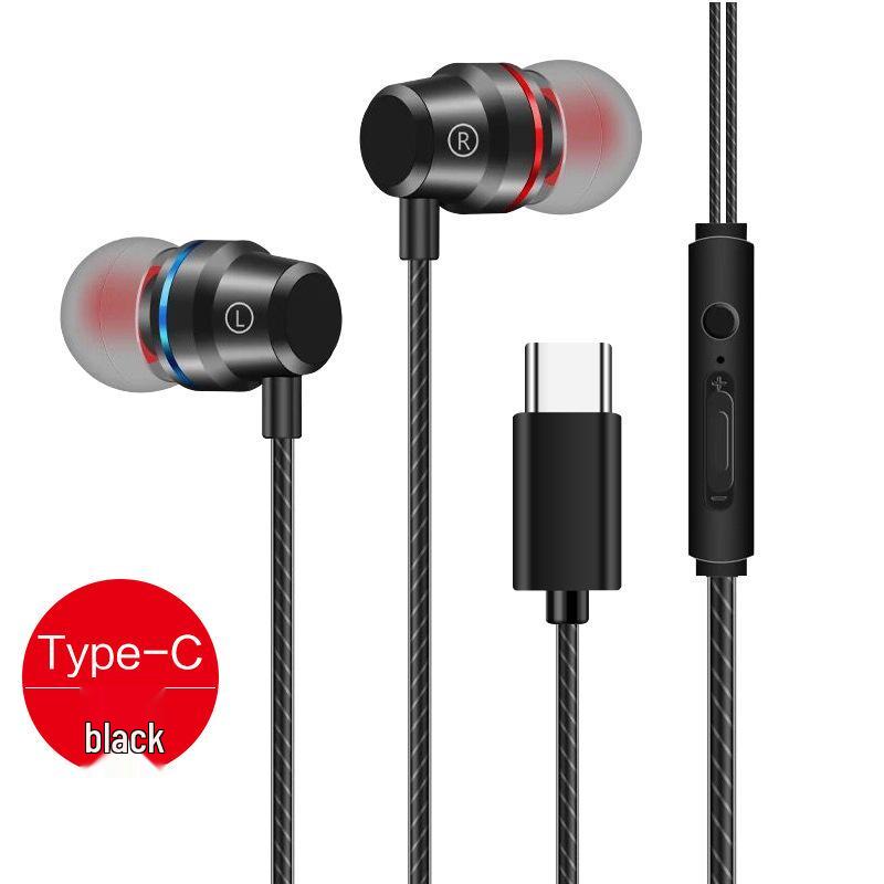 Type-C Red & Blue Circle In-Ear Metal Earphones with Mic & Volume Control, 3.5mm Universal Fit