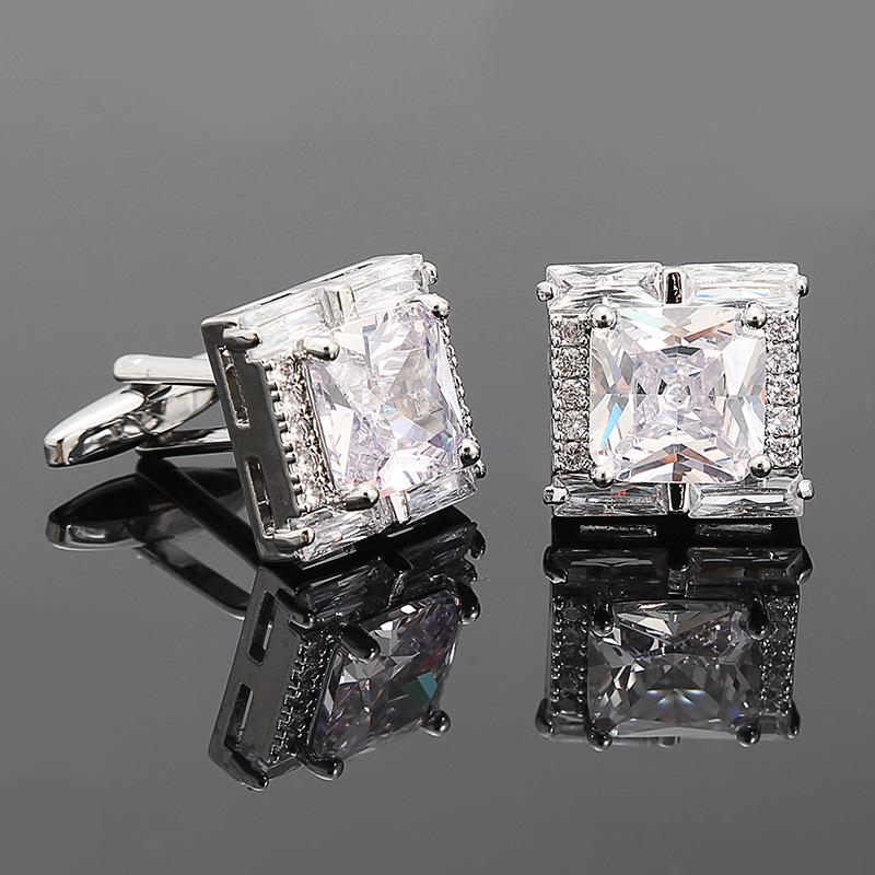 Pánské čtvercové manžetové knoflíčky Hardy s diamantem ze zirkonu - Luxusní knoflíčky na francouzské košile