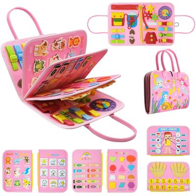 Toddler Busy Board Activity Baby Sensory Montessori Toys With Buckles Educational Travel Toys for Learning Fine Motor Skills