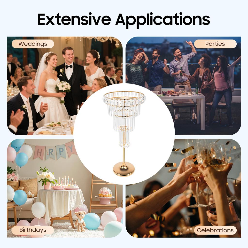 4 Tier Gold Acrylic Flower Stand for Wedding Party Decoration, Modern Display Rack with Sturdy Base for Home Event Centerpiece