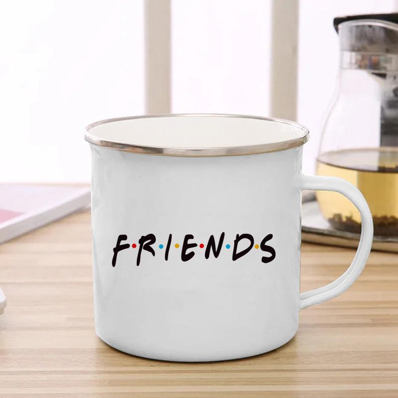 

Кружка для чая Friends Creative Enamel с ручкой для женщин, для завтрака, десерта, молока, кружки для путешествий, кофе, воды, праздничные подарки 1pcs