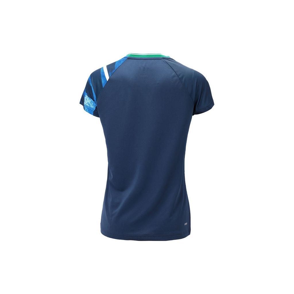 Li Ning Badminton Series Casual Sports Breathable Quick-Dry Short Sleeve T-Shirt Women Tops Guangdong-Blue AAYR194-1