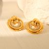 18k Gold Plated Earrings, Stylish Women's Ins Fashion Versatile Diamond-studded Earrings, Titanium Steel Round Jewelry