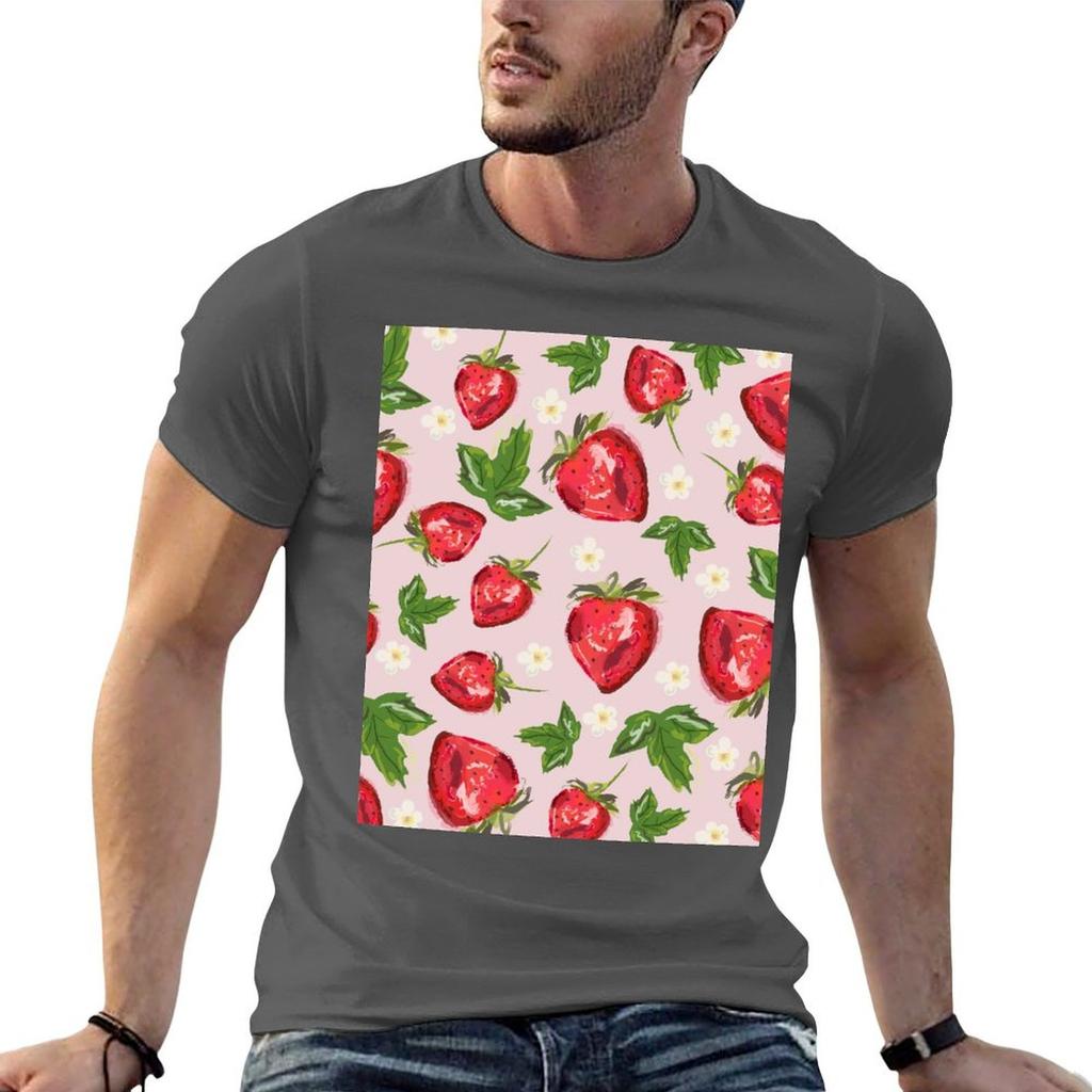 Strawberry Botanical Tshirt Comfortable Basic Crew Neck Tee
