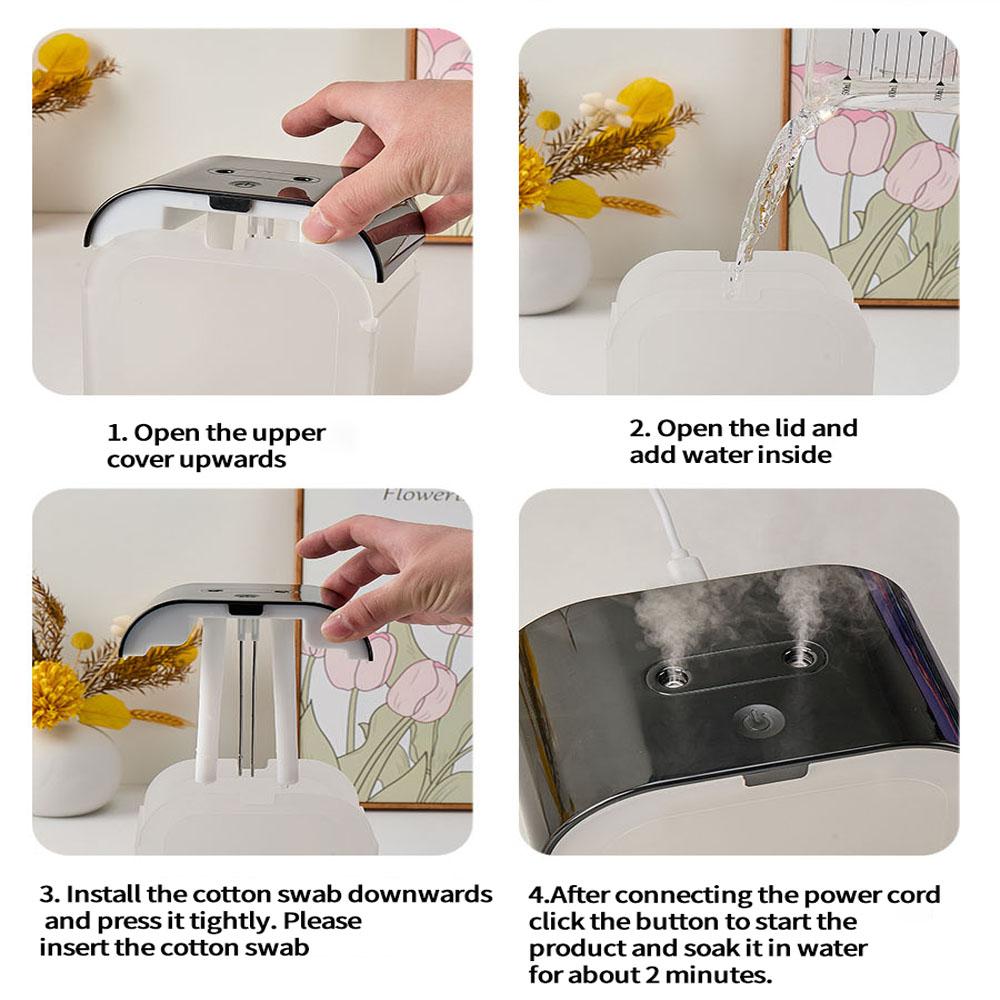 Double spray humidifier with water shortage automatic power-off touch sensing bedroom home use colorful light humidifier