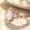 Colorful Elegant White Oval Opal Rings for Women Classic Dainty Party Rose Gold Tone Fashion Jewelry Accessories