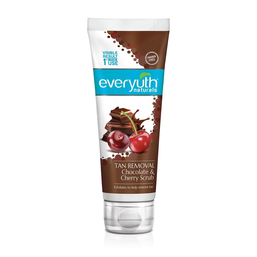 Everyuth Naturals Chocolate Cherry Tan Removal Scrub 100g Brightening Face Body Exfoliator Detoxify & Cleanse