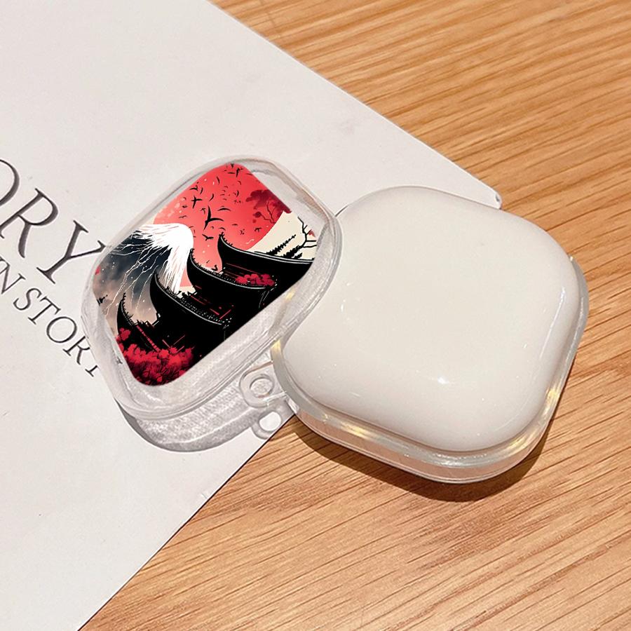 Case For Samsung Galaxy Buds 4Pro 2 4 Pro 3 FE Live 2Pro 3Pro Clear Earphone Cases Cover With Hook Japanese Ancient House