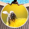 Yellow Bee Round Beach Towel Microfiber Quick Dry Lightweight Cartoon Animal Beach Blanket Throw Roundie Swim Pool Circle Towel