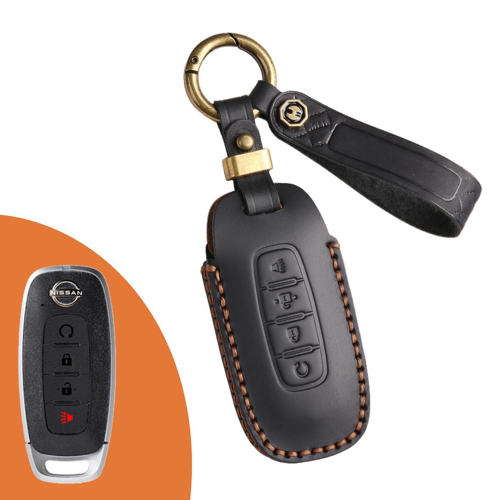 Gäller 2024 nya Nissan Teana nyckelfodral Dongfeng Nissan bilnyckelpåse första lagret kohud nyckelring