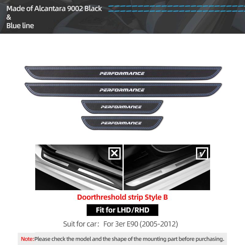 For BMW E90 2005-2012 Made of Alcantara Door Sill Trims Strip Threshold Protect Sticker Car Interior Tuning Decor Accessories