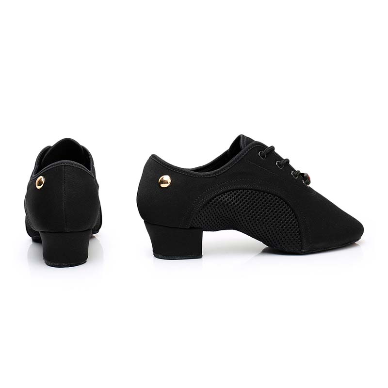 3.5cm Heel Women Soft Sole Latin Dance Shoes Suede Sole Spring Summer Black Breathable Dance Shoes