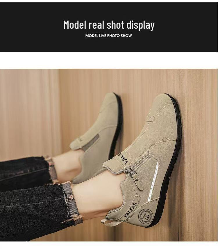 Soft-Soled Men's Mid-Top Zipper Casual Slip-On Shoes - Light Luxury Trendy Style