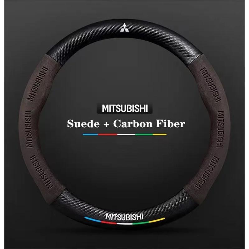 djsc4 For Mitsubishi Outlander Pajero Asx Colt Lancer EX Evolution X L200 Triton RALLIART Car Suede Carbon fiber Steering Wheel Cover