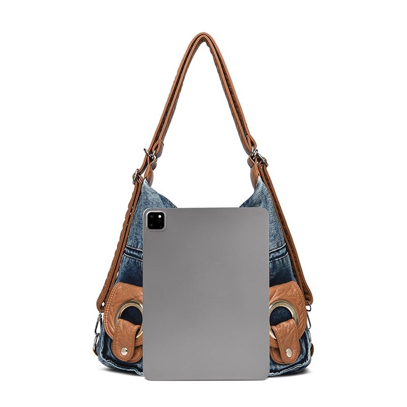 Women Fashion Denim Backpack Large Capacity Vintage Design Handbag Lady Soft Shoulder Bag Korean Beach Travel Backpacks Trend