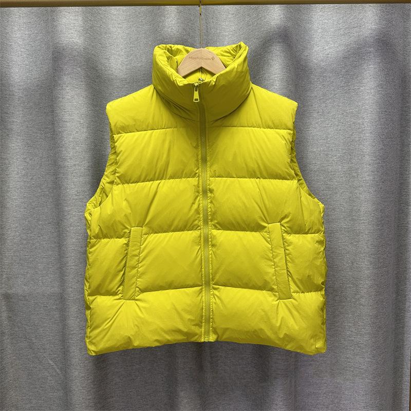 Women Light Weight Thermal Seamlessly Sleeveless White Duck Down Jacket All Match Chic Pocket Loose Down Vest