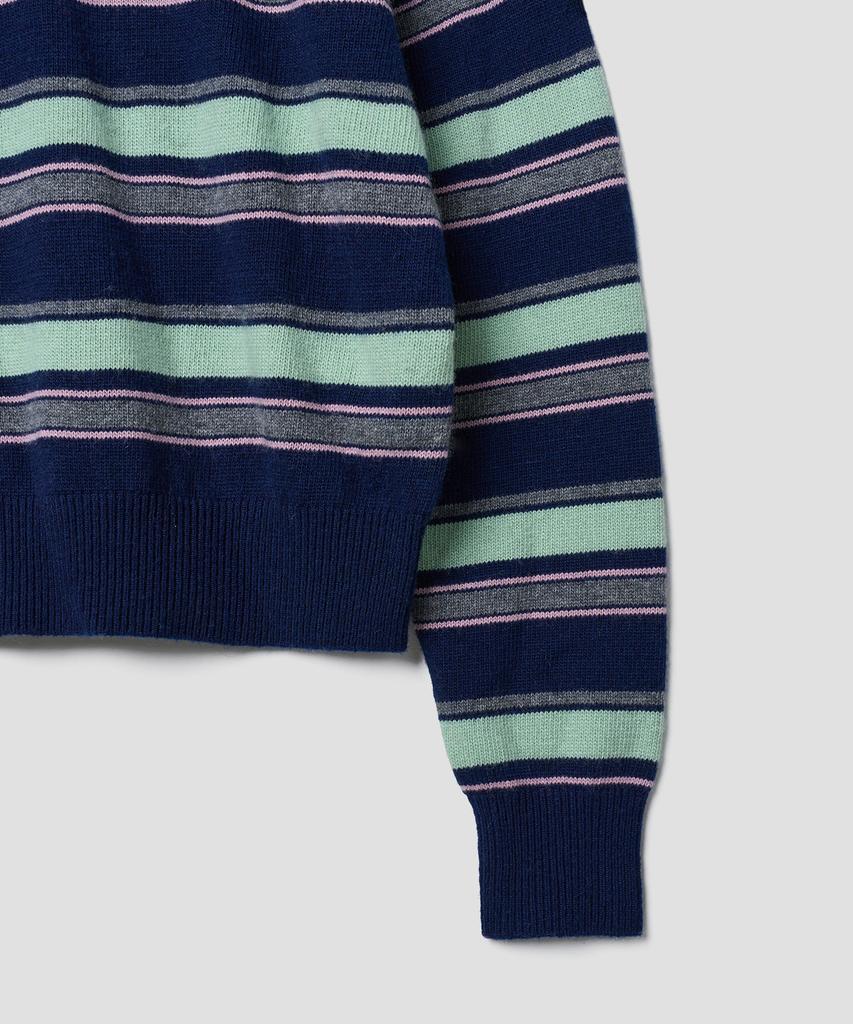 TTUDEMENT Retro Stripe Polo Knit Navy