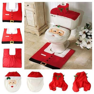 Cute Christmas Toilet Seat Covers Creative Santa Claus Bathroom Mat Xmas Supplies for Home New Year Navidad Gift Decor