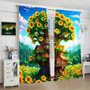 2Pcs- Sunflower House - Printed curtain -100% polyester material, suitable for bedroom curtains and living room decoration;