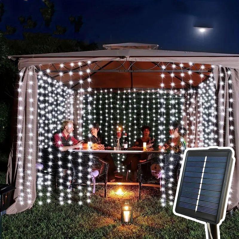 

Festoon Outdoor Solar Silver Wire Curtain Light String Christmas Garland Lamp for Wedding Party Garden Wall Home Decoration Solar-3x1M 100LEDs