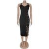 C7322 Elegant Slim-Fit Women's Dress with Button Decoration