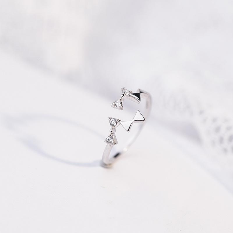Bow Fashionable Butterfly Ring Adjustable Opening Rhinestone Inlay Trendy Womens Accessory
