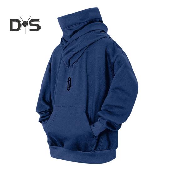 

Мужская зимняя толстовка с капюшоном, высоким воротником, защитой шеи, пуловер с капюшоном, длинными рукавами, большим карманом, эластичными манжетами и подолом, свободный повседневный спортивный топ M