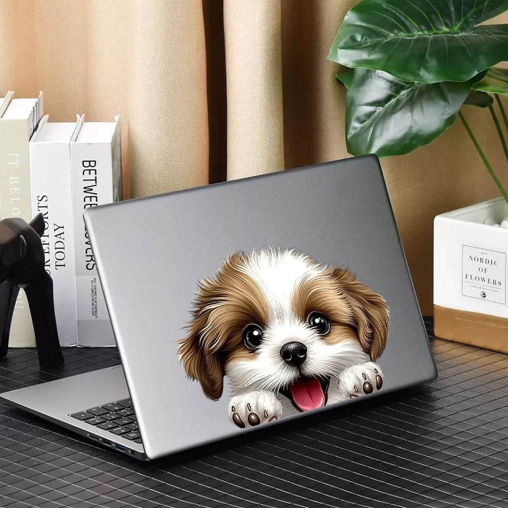 Cute Animal Dog Car Sticker Waterproof PVC Double-Sided Printed Puppy Car Decal Funny Dog Peeking Decal for Car Window Bumper Truck Wall Laptop Car