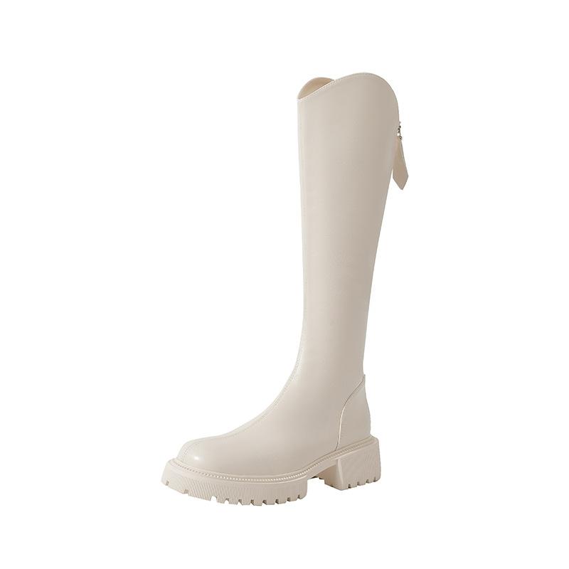 Long boots women's new winter thick-soled knight boots women's thick heel temperament is thin and tall white high boots