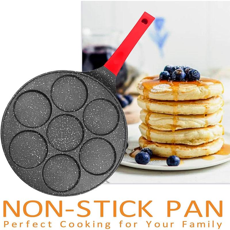 7-Cup Omelet Mini Pancake Cooker Pan Breakfast Nonstick Pancake Griddle Egg Frying Pan Skillet Gas Stove & Induction Cookware