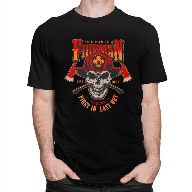 Custom Fashion Fireman Hero Firefighter T Shirt Men ShortSleeve Tshirts Casual Tee Pure Cotton Oversized Tshirts Gift