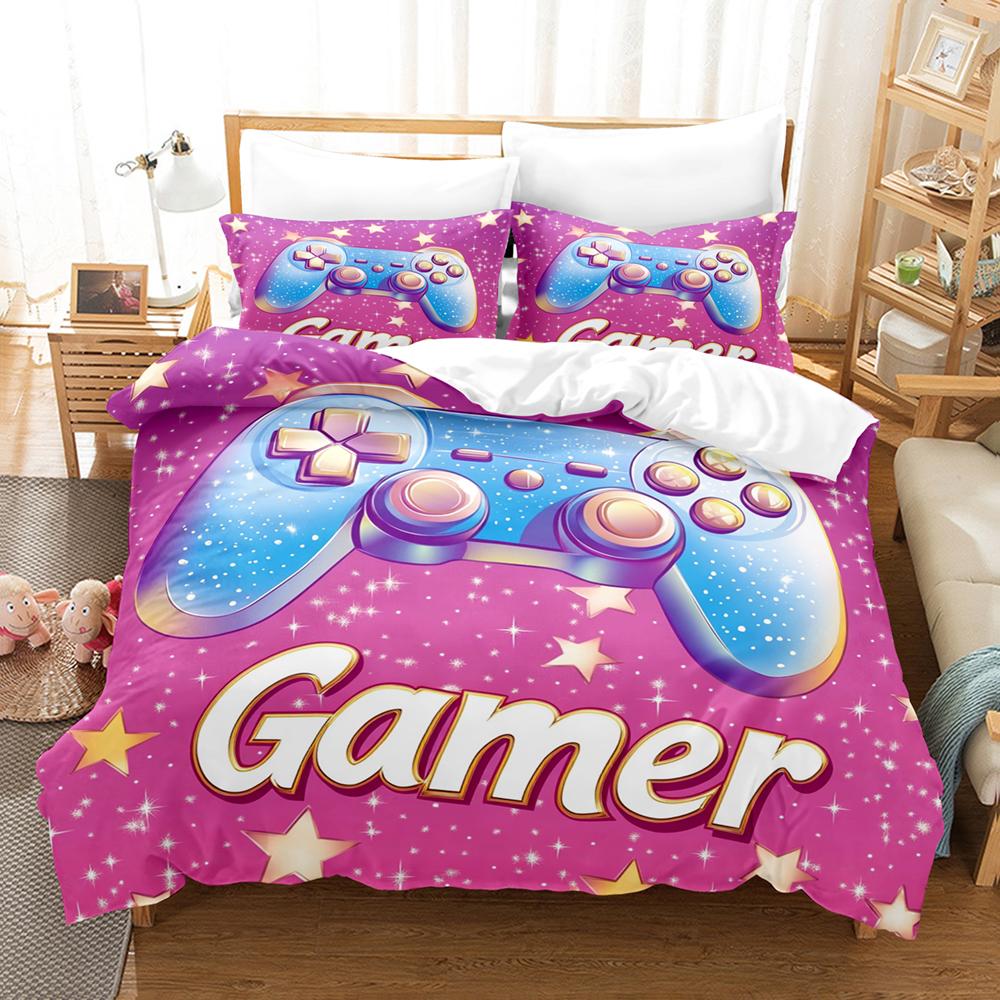 Pink Star Gamepad pattern Bedding Set Twin Full Size Comforter Sets Bed Sheets Set Bedding Set Bedroom For Home Decor for girls