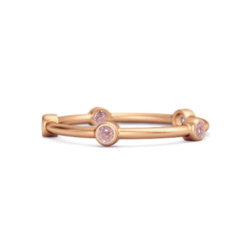 Pink CZ Minimal Stackable Band Women Wedding Ring  - 925 Sterling Silver Rose Gold Vermeil