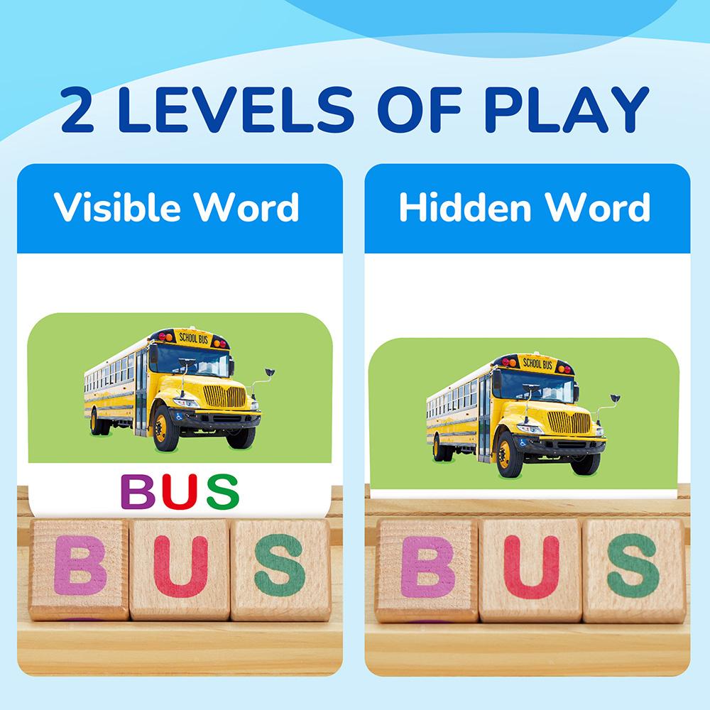

Spelling Games with Flash Cards, Montessori Toys for Kids Wooden Matching Letters Games, CVC Word Educational Learning Toys Gift United States