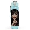 1PC Dark Haired Lady Quiet Portrait 750ml Color Plastic Sports Water Bottle Leakproof Flip Straw Lid For Sports Office Home Use