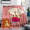 Stewie Griffin Printed Flannel Blanket, soft throw for bedroom sofa, washable, fan merchandise, great gift.