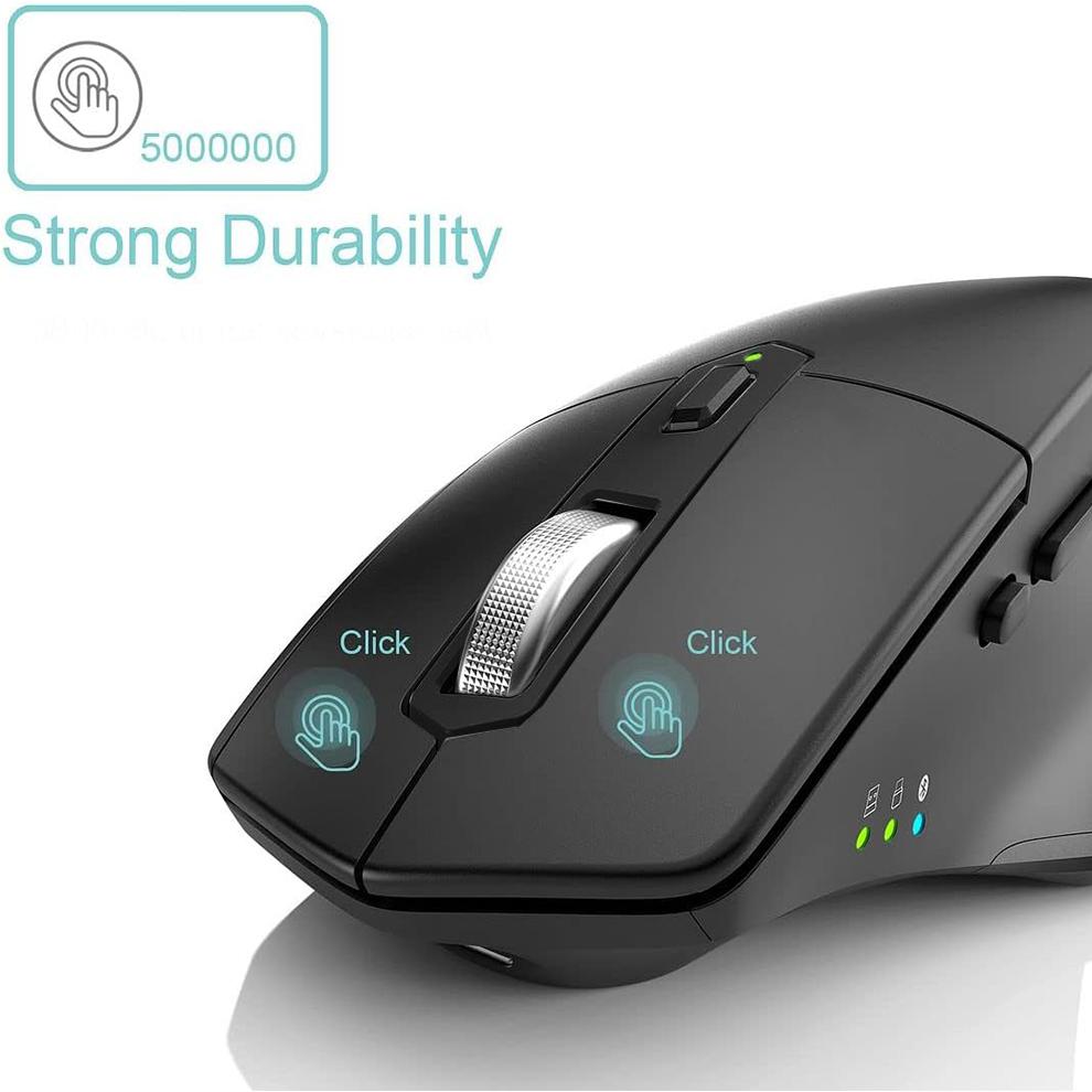 Vertical Mouse Multi-Device,BT5.0 & 2.4G Wireless Mouse with Silent Click for Laptop, MacBook, PC