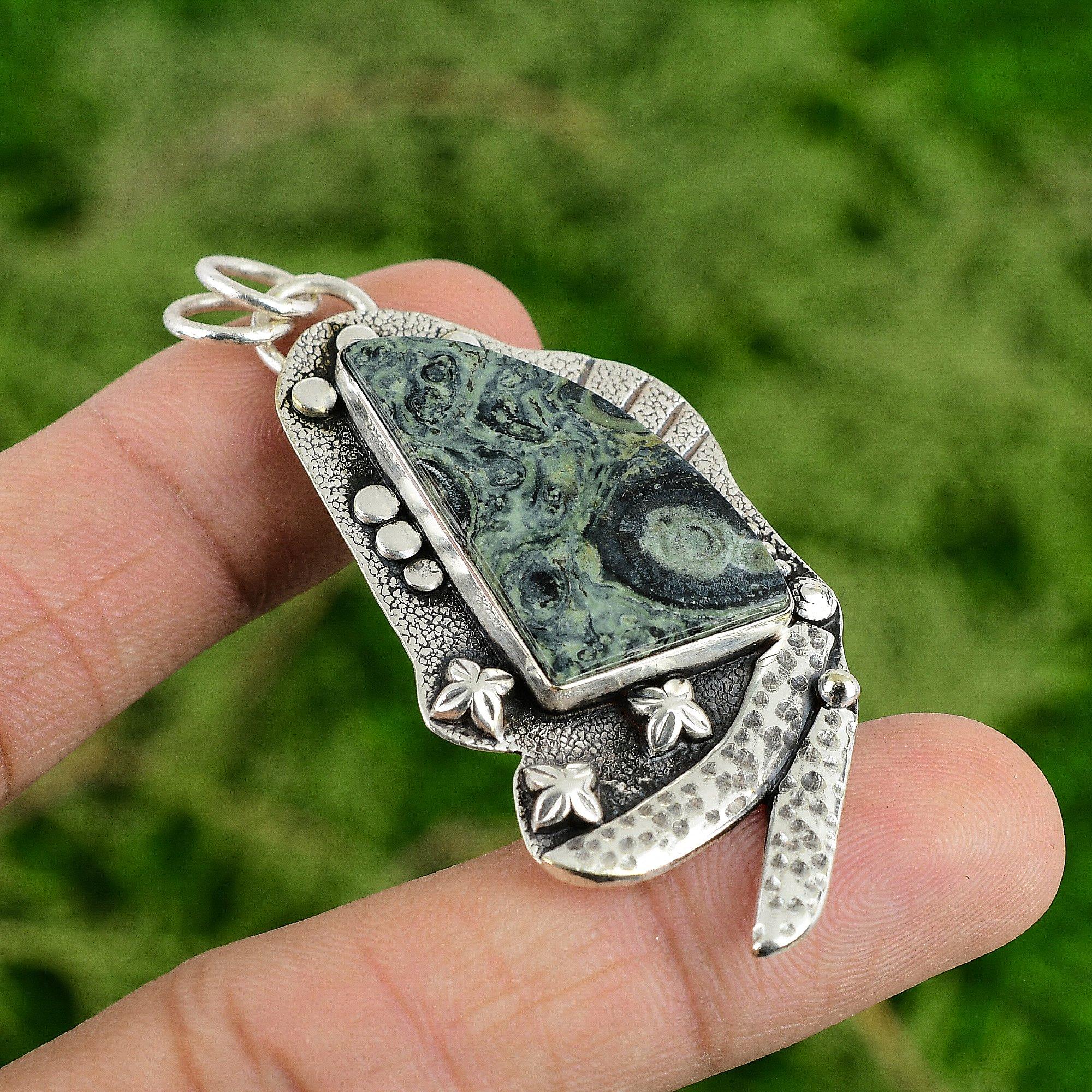 

Daughters Day Sale 925 Silver Kambaba Jasper Gemstone Wedding Pendant Jewelry