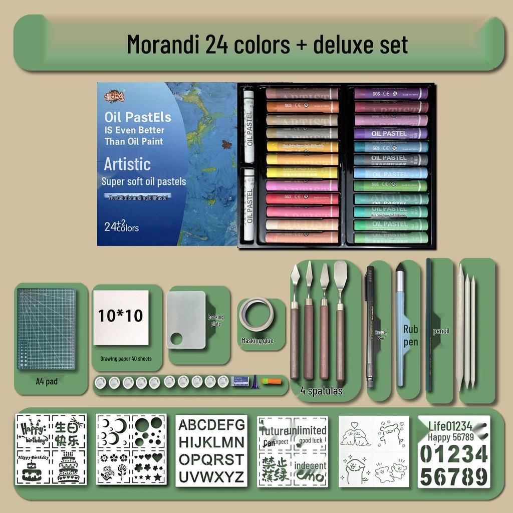 48-Color Super Soft Oil Pastels Set with Scraper - Child's Painting Kit